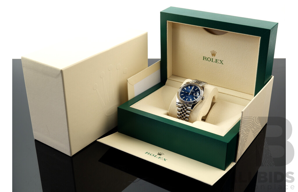 Rolex Oyster Perpetual Datejust 41 Wrist Watch with Blue Index, Serial No 2746A3W0