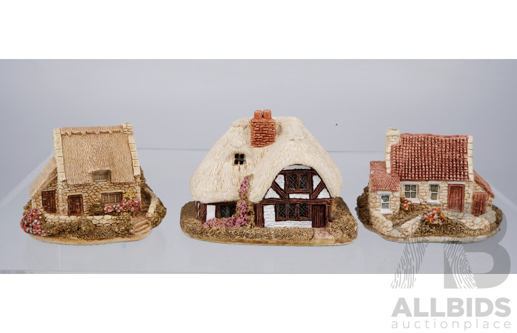Collection Three Lilliput Lane Minature Cottages Hand Made in Cumbria Comprising April Cottage, Inglewood and Tanner Cottage
