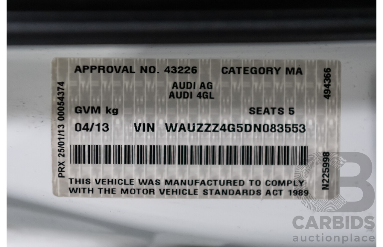 4/2013 Audi A6 Allroad Quattro (AWD) LE 4GH 4d Wagon Ibis White Turbo Diesel V6 3.0L