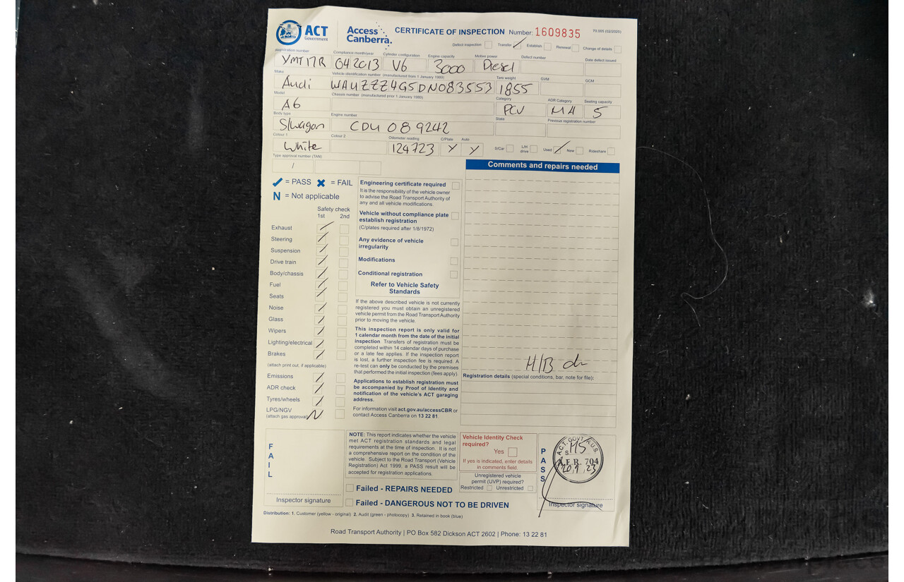 4/2013 Audi A6 Allroad Quattro (AWD) LE 4GH 4d Wagon Ibis White Turbo Diesel V6 3.0L