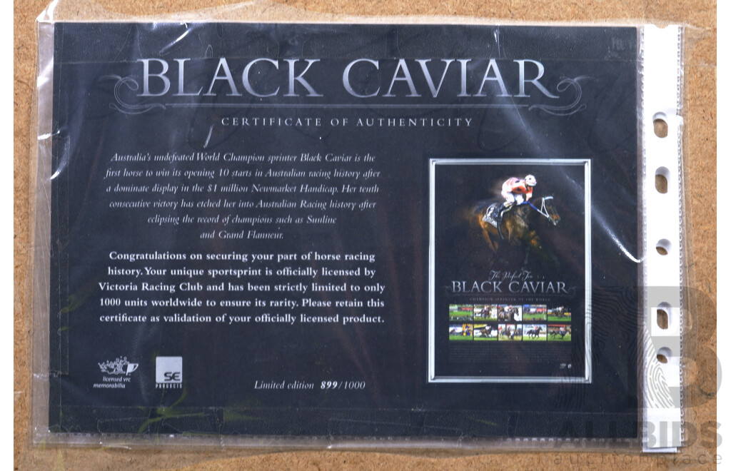 Framed Limited Edition Black Caviar Poster, 'the Perfect Ten - Champion Sprinter of the World, Edition 899/1000, 75 X 55 Cm (Framed)