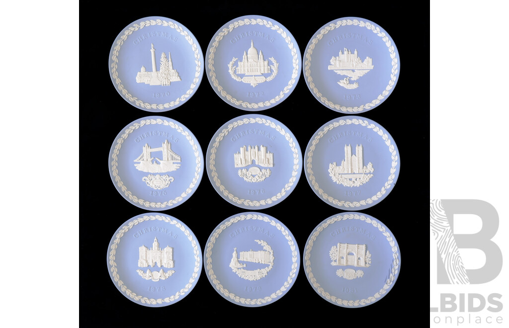 Collection Nine Wedgwood Jasperware Commemorative Plates
