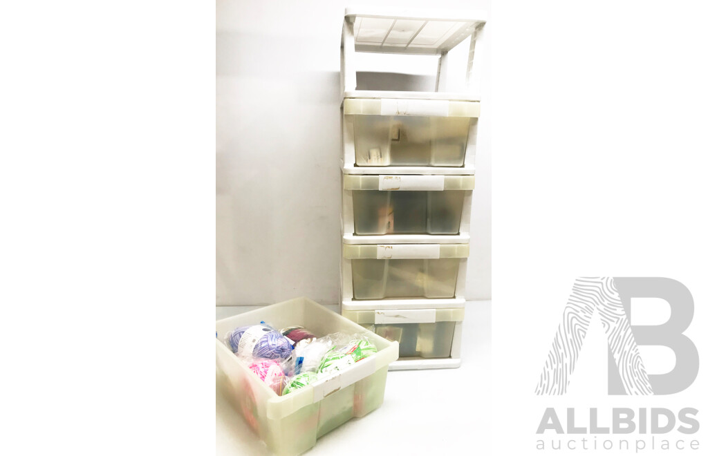 Stacking Storage Draws with Wool and Craft Supplies