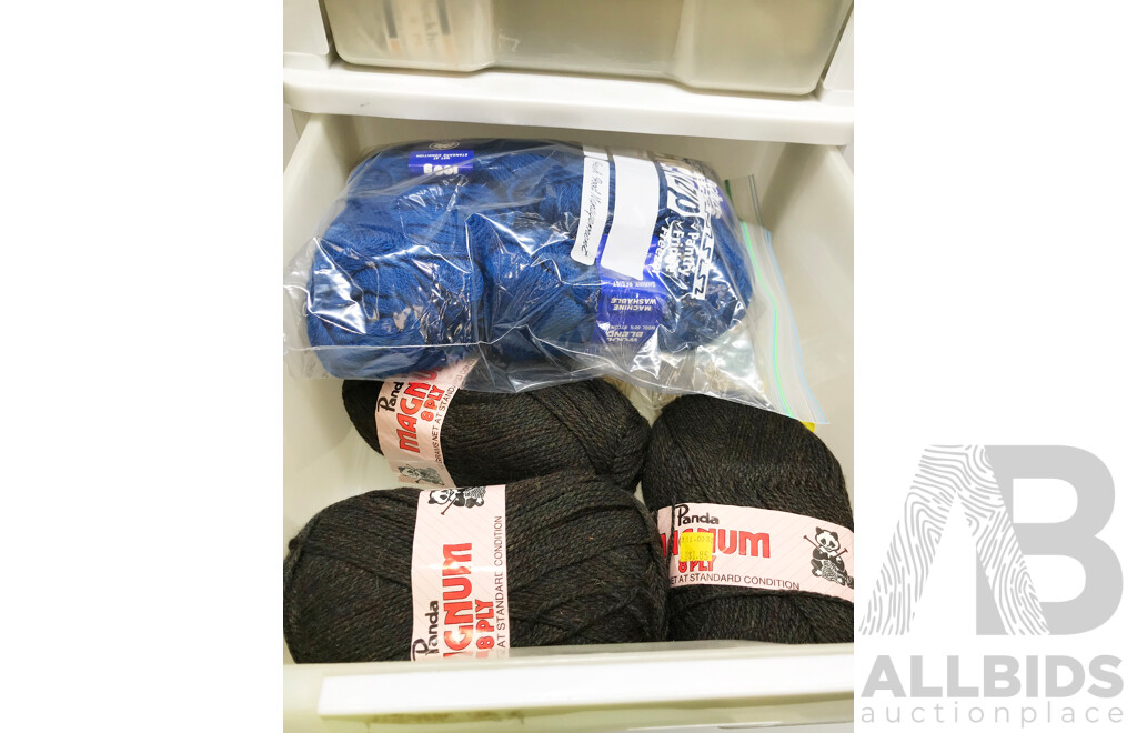 Stacking Storage Draws with Wool and Craft Supplies