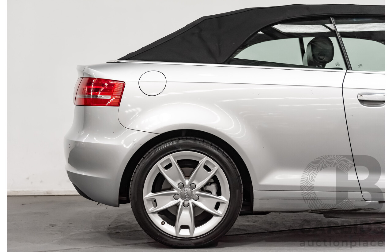 12/2008 Audi A3 2.0 TFSI Ambition 8P 2d Cabriolet Ice Silver Metallic Turbo 2.0L