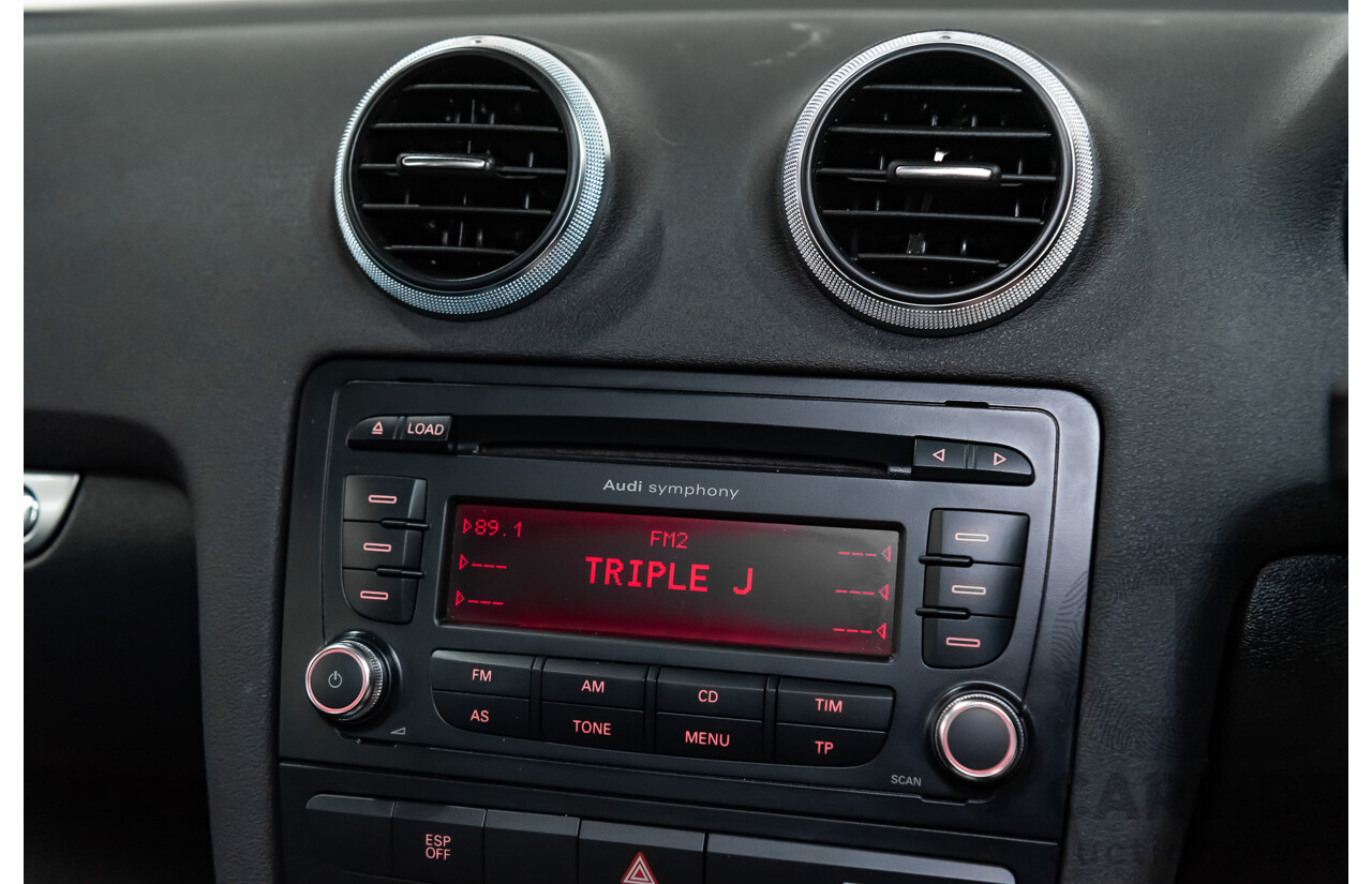 12/2008 Audi A3 2.0 TFSI Ambition 8P 2d Cabriolet Ice Silver Metallic Turbo 2.0L