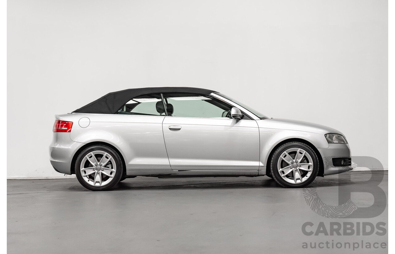 12/2008 Audi A3 2.0 TFSI Ambition 8P 2d Cabriolet Ice Silver Metallic Turbo 2.0L