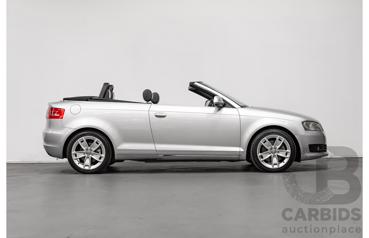 12/2008 Audi A3 2.0 TFSI Ambition 8P 2d Cabriolet Ice Silver Metallic Turbo 2.0L