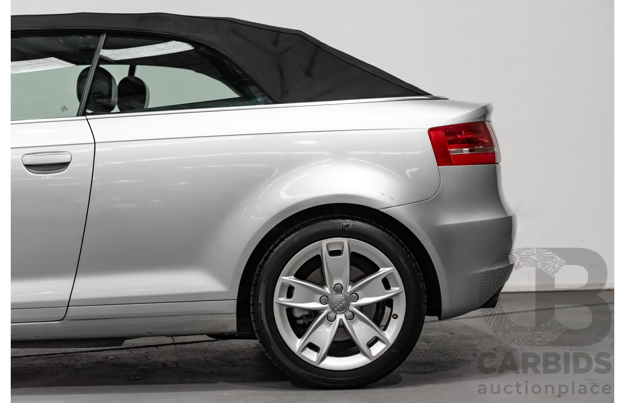 12/2008 Audi A3 2.0 TFSI Ambition 8P 2d Cabriolet Ice Silver Metallic Turbo 2.0L