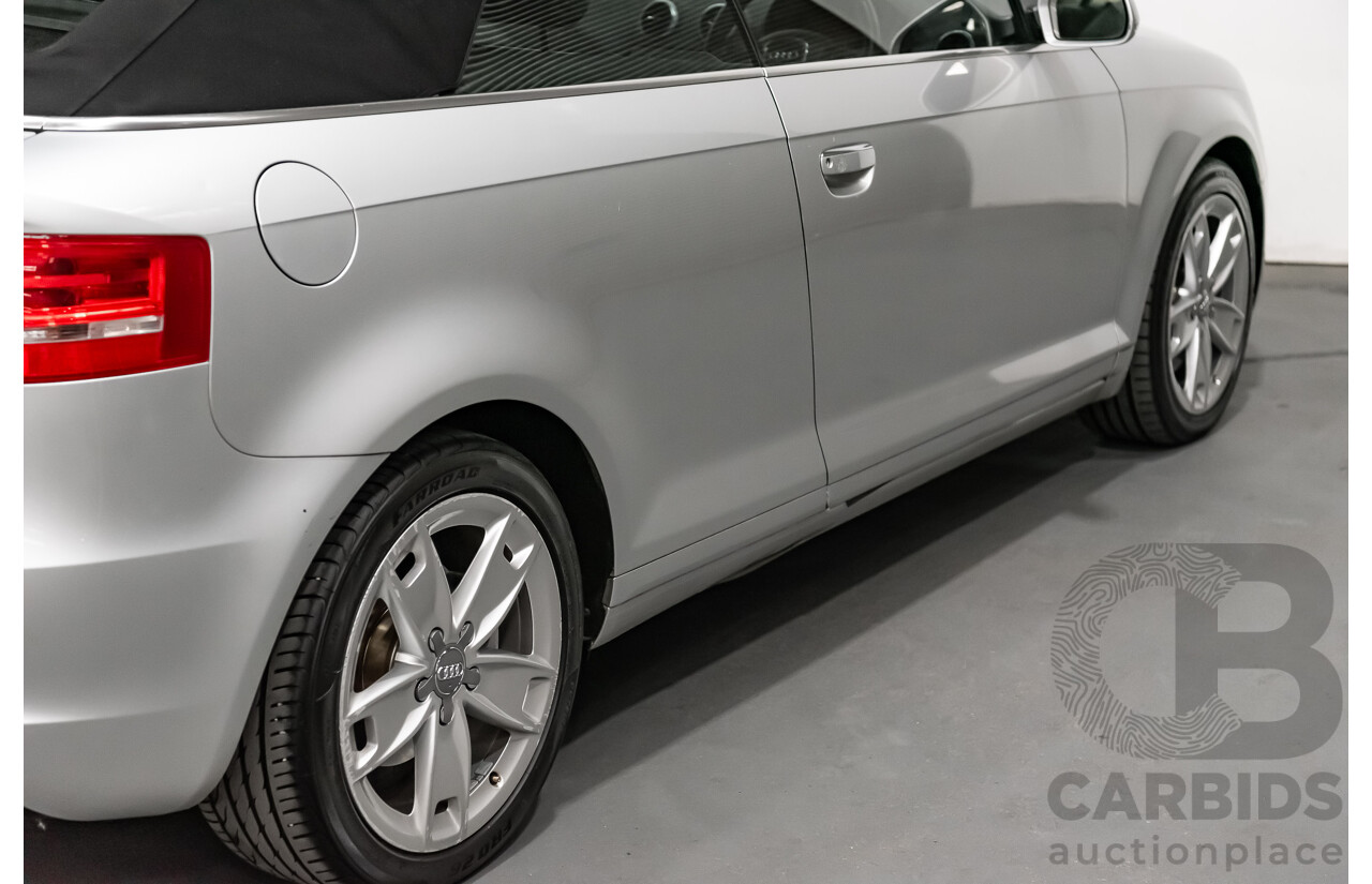 12/2008 Audi A3 2.0 TFSI Ambition 8P 2d Cabriolet Ice Silver Metallic Turbo 2.0L