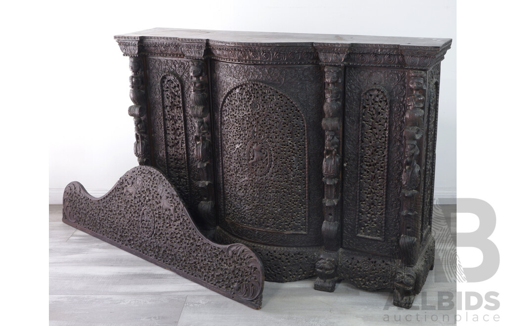 Heavily Carved Anglo-Indian Sideboard