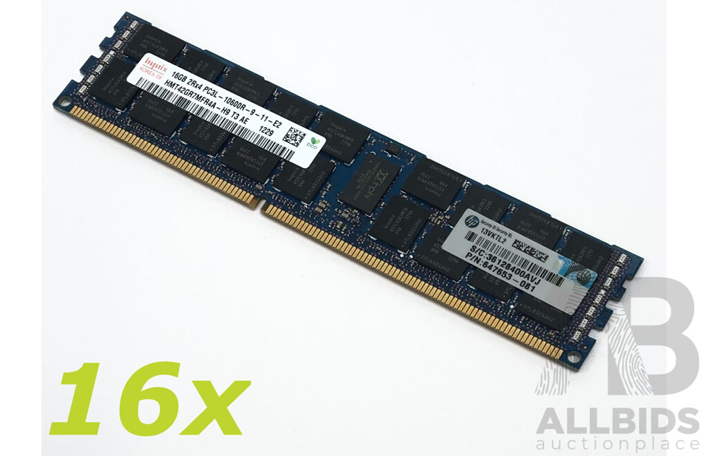 Hynix 16GB ECC DDR3 RDIMM RAM - Lot of 16