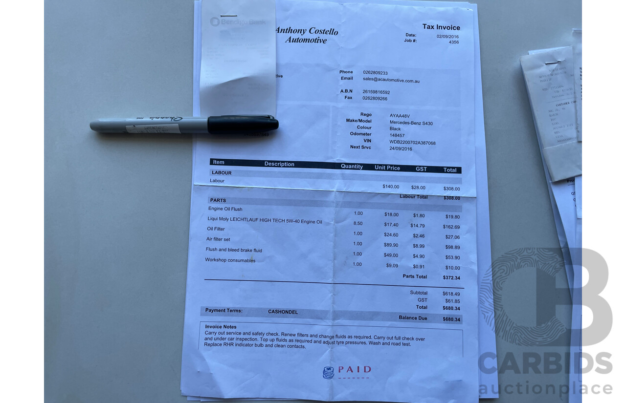 12/2003 Mercedes-Benz S430  W220 4d Sedan Black 4.3L