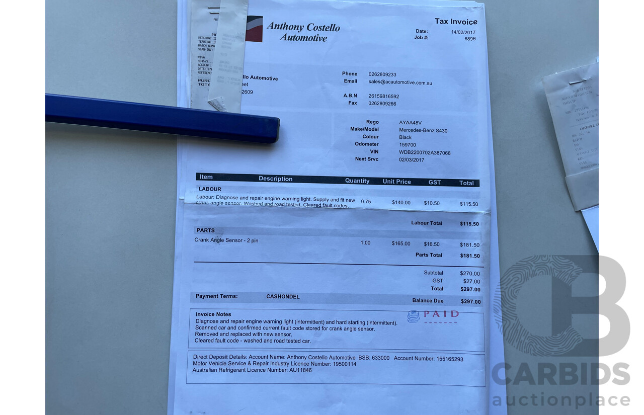 12/2003 Mercedes-Benz S430  W220 4d Sedan Black 4.3L