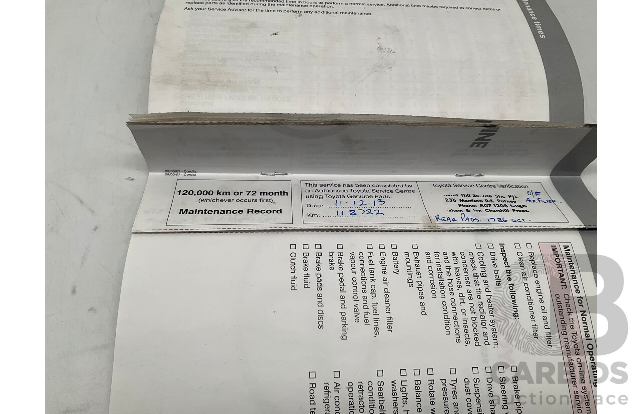 5/2007 Toyota Corolla Ascent ZRE152R 4d Sedan Grey 1.8L