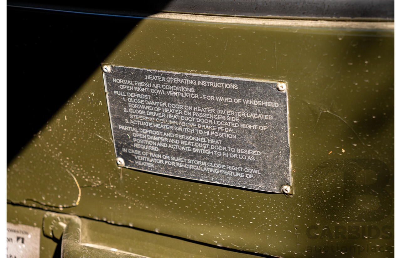 01/1973 Ford M151A2 Military Utility Tactical Truck (MUTT) 4x4 Khaki Green 2.3L - Ex-Vietnam War