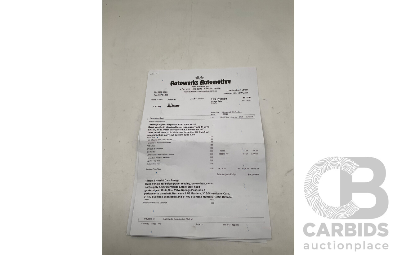 2/2016 Holden Commodore SS-V Redline VF2 4d Sedan Black Supercharged V8 6.2L - Modified