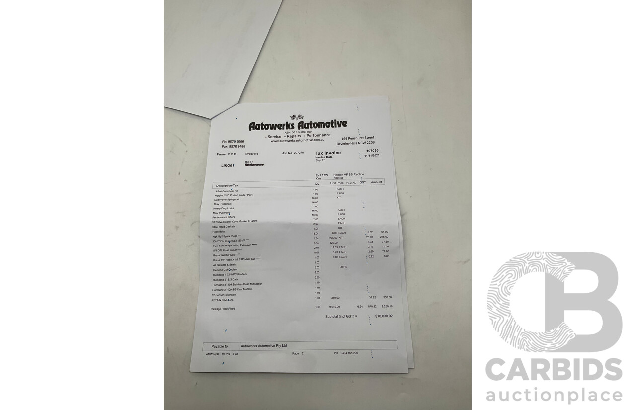 2/2016 Holden Commodore SS-V Redline VF2 4d Sedan Black Supercharged V8 6.2L - Modified