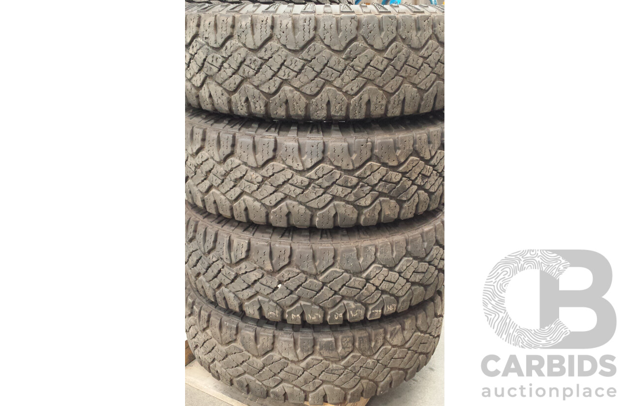 Toyota 79 Series Land Cruiser 16 Inch Five Stud Steel Split Rim Wheels with Goodyear Wrangler Tyres - Set of Four