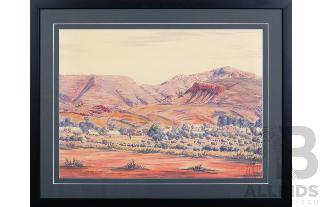 Oscar Namatjira (1922-1991), Central Australian Landscape, Watercolour