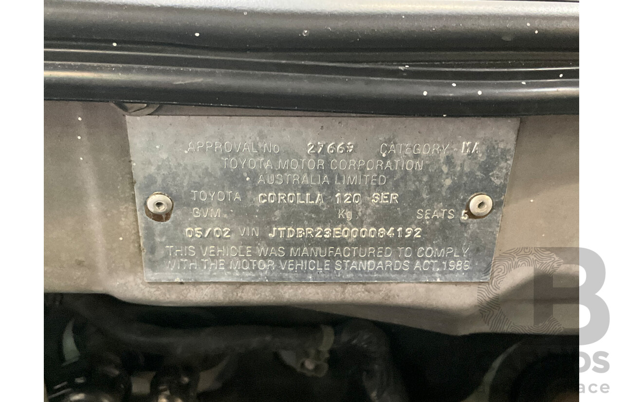 5/2002 Toyota Corolla Ascent ZZE122R 4d Sedan Silver 1.8L