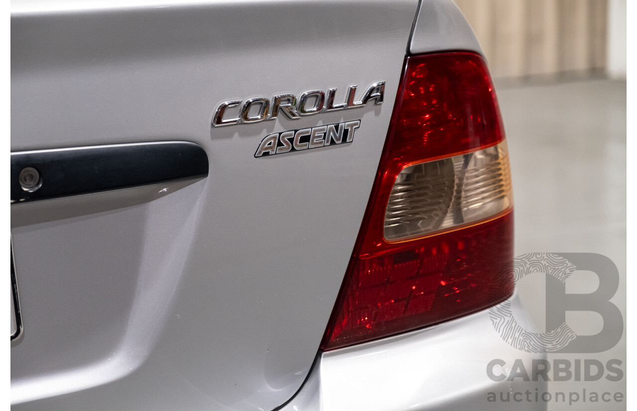 5/2002 Toyota Corolla Ascent ZZE122R 4d Sedan Silver 1.8L
