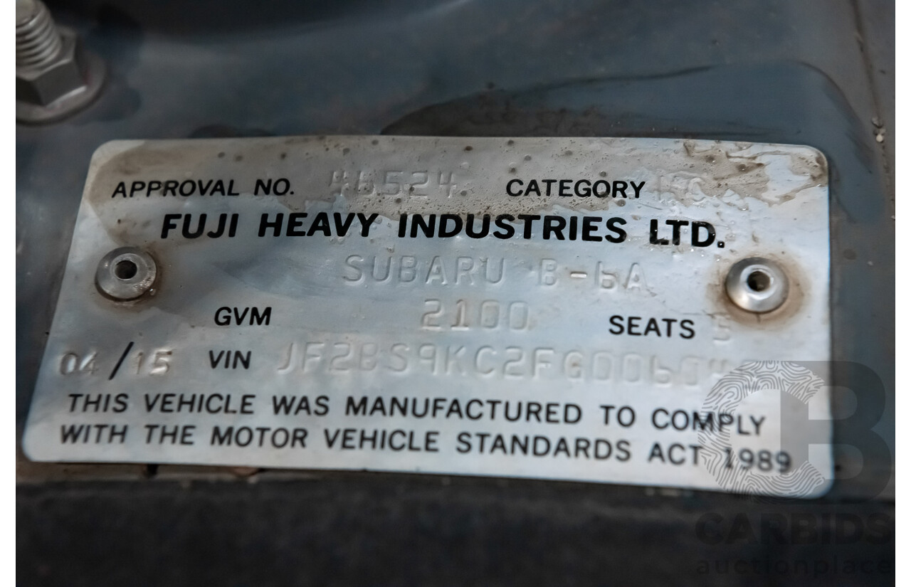 4/2015 Subaru Outback 2.5i (AWD) MY15 4d Wagon Platinum Grey Metallic 2.5L