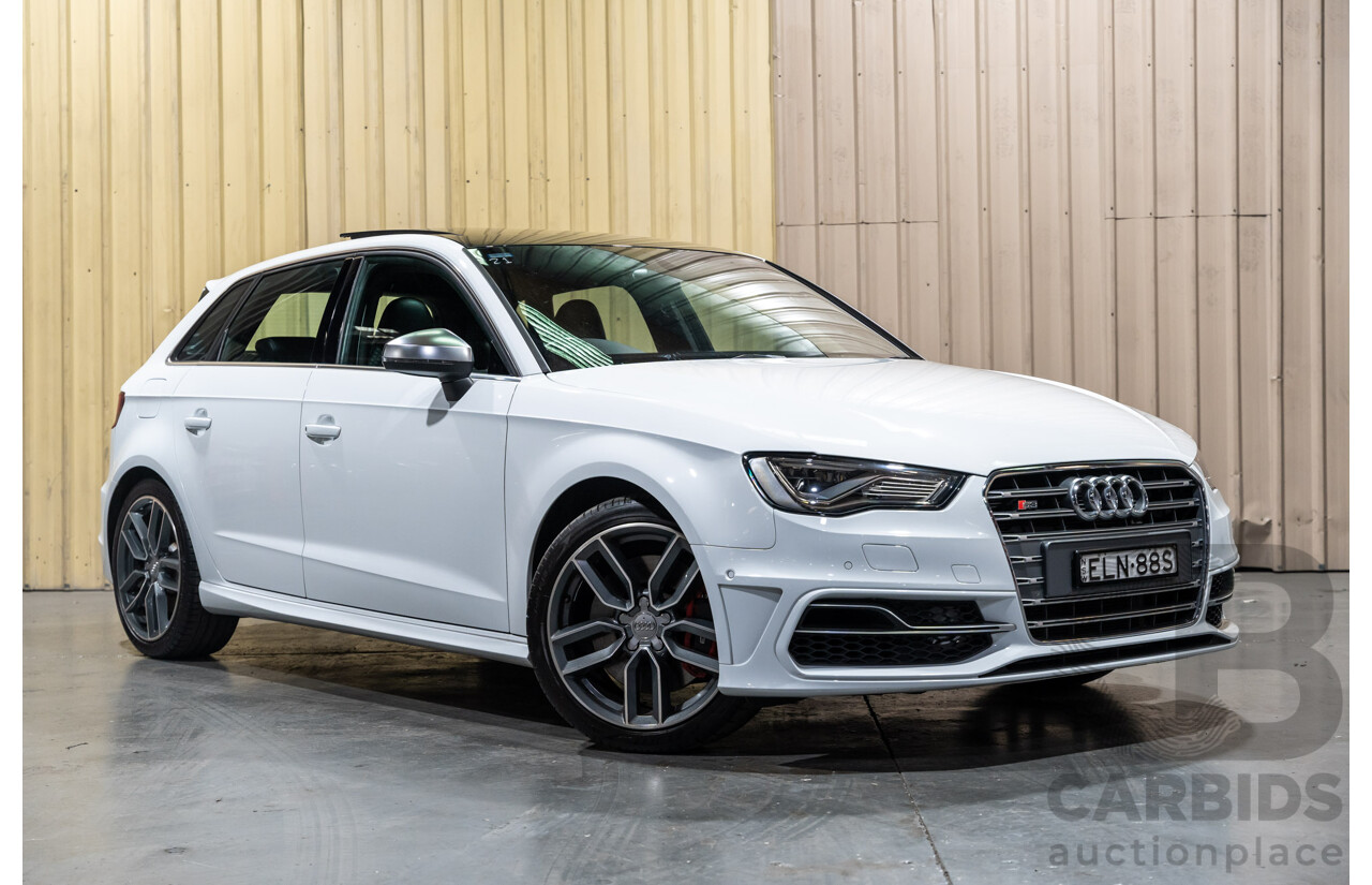 5/2015 Audi S3 Sportback 2.0 TFSI (AWD) Quattro 8V MY15 5d Hatchback White Turbo 2.0L