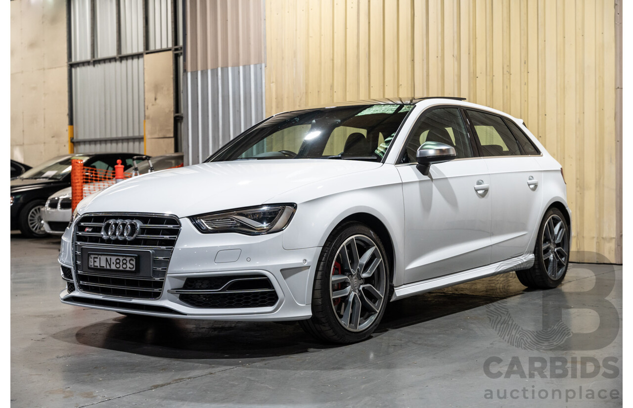 5/2015 Audi S3 Sportback 2.0 TFSI (AWD) Quattro 8V MY15 5d Hatchback White Turbo 2.0L