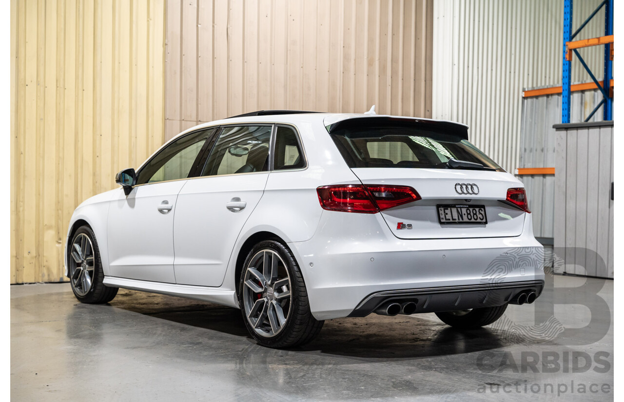 5/2015 Audi S3 Sportback 2.0 TFSI (AWD) Quattro 8V MY15 5d Hatchback White Turbo 2.0L
