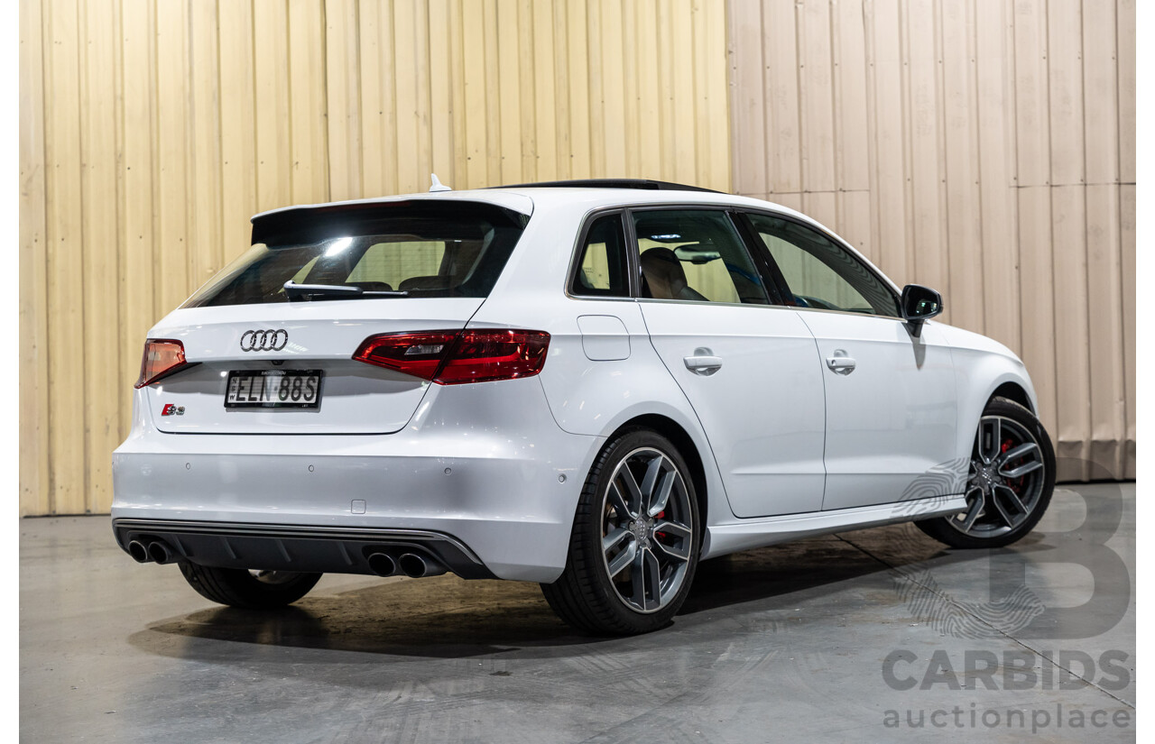 5/2015 Audi S3 Sportback 2.0 TFSI (AWD) Quattro 8V MY15 5d Hatchback White Turbo 2.0L