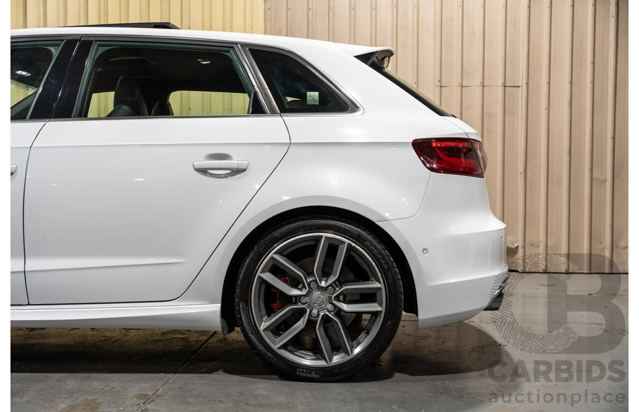 5/2015 Audi S3 Sportback 2.0 TFSI (AWD) Quattro 8V MY15 5d Hatchback White Turbo 2.0L