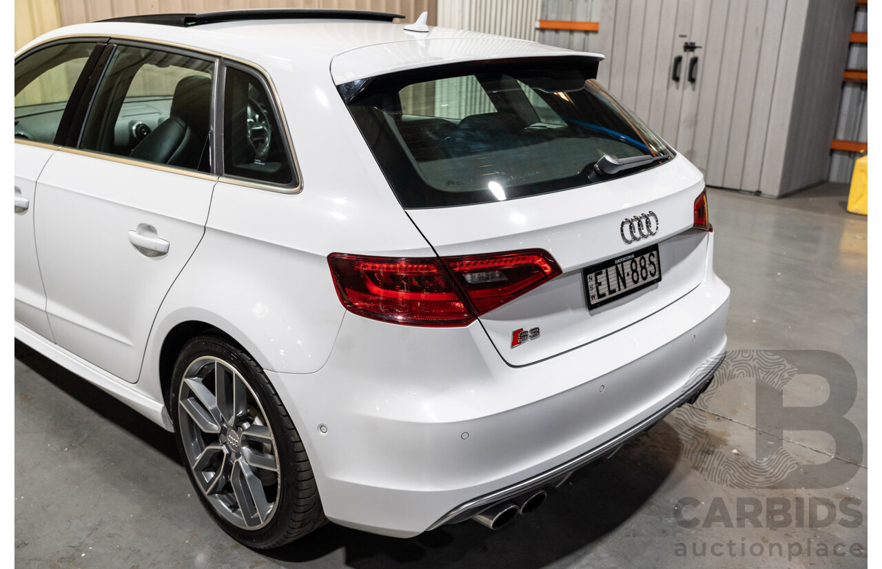5/2015 Audi S3 Sportback 2.0 TFSI (AWD) Quattro 8V MY15 5d Hatchback White Turbo 2.0L