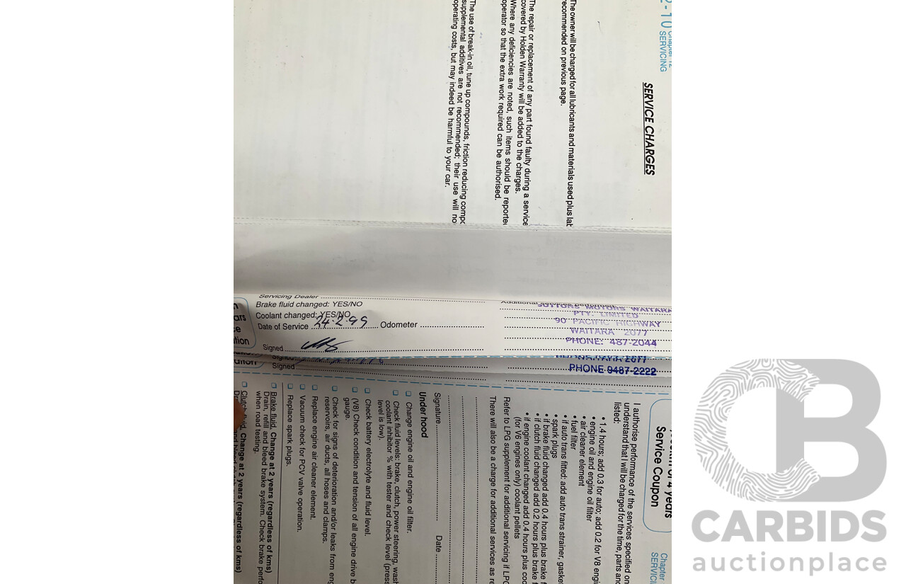 6/1996 Holden HSV Clubsport VS 185i Build No.1094 4d Sedan Black V8 5.0L