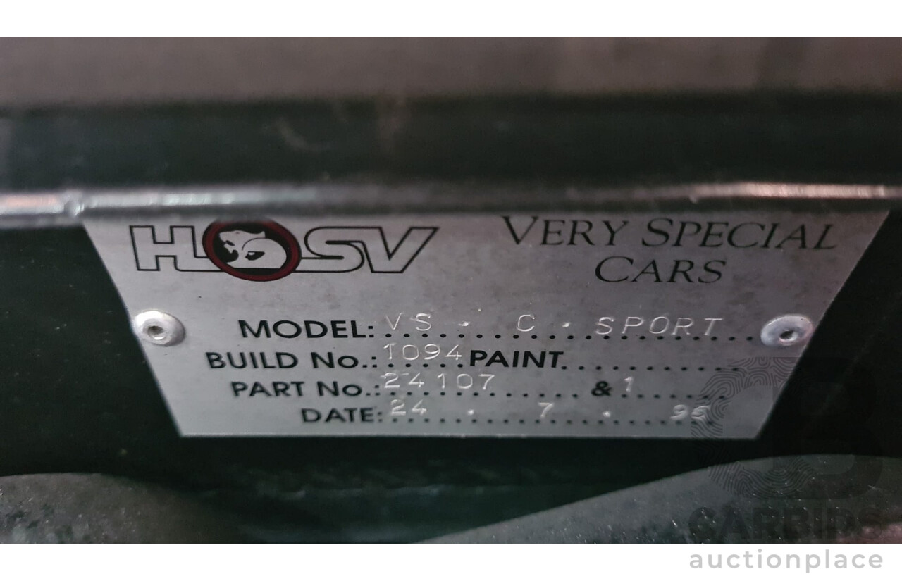 6/1996 Holden HSV Clubsport VS 185i Build No.1094 4d Sedan Black V8 5.0L