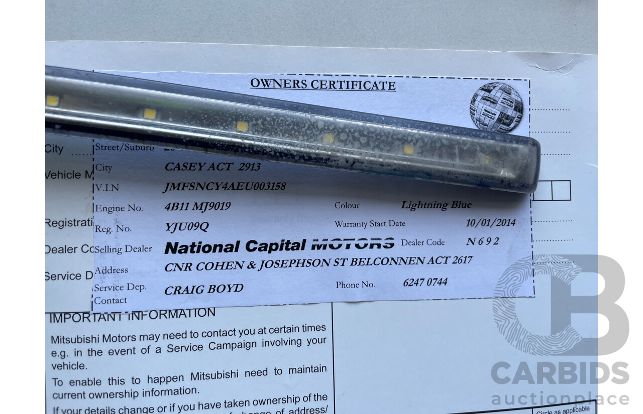 12/2013 Mitsubishi Lancer LX CJ MY13 4d Sedan Blue 2.0L
