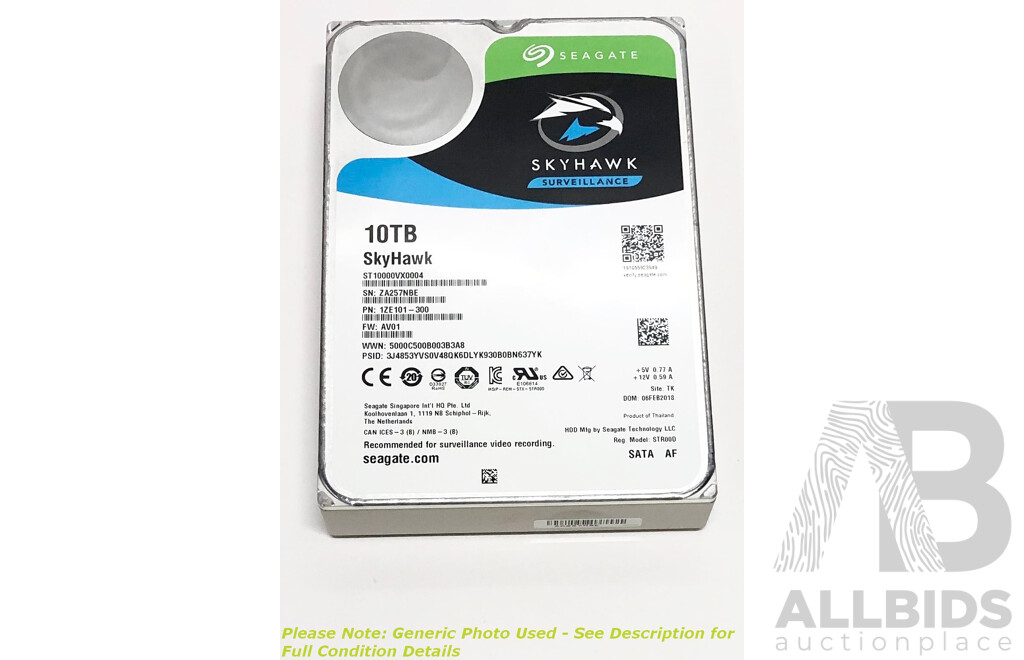Seagate (ST10000VX0004) Skyhawk Surveillance 10TB SATA 3.5-Inch Hard Drive