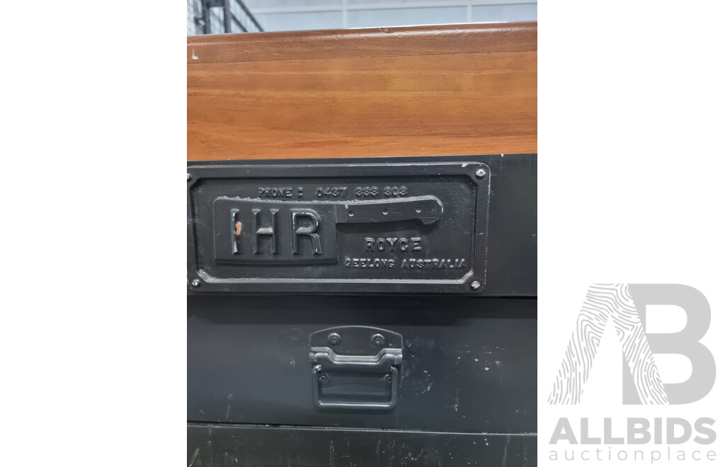 Solid Timber Butcher's Block with Timber Frame Painted in Black