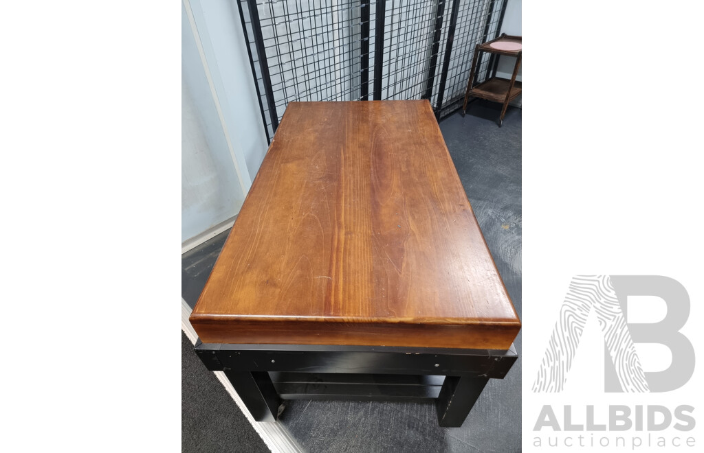 Solid Timber Butcher's Block with Timber Frame Painted in Black