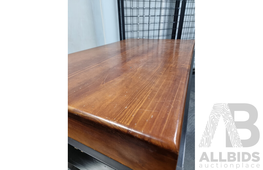 Solid Timber Butcher's Block with Timber Frame Painted in Black