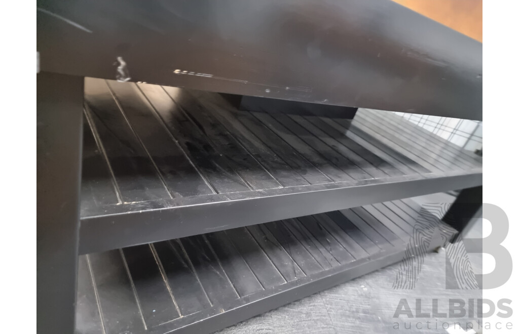 Solid Timber Butcher's Block with Timber Frame Painted in Black