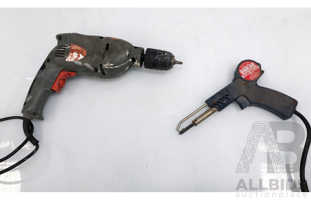 Ozito (OZHD710WA) Hammer Drill and Sherline Solder Feed Gun - Lot of 2
