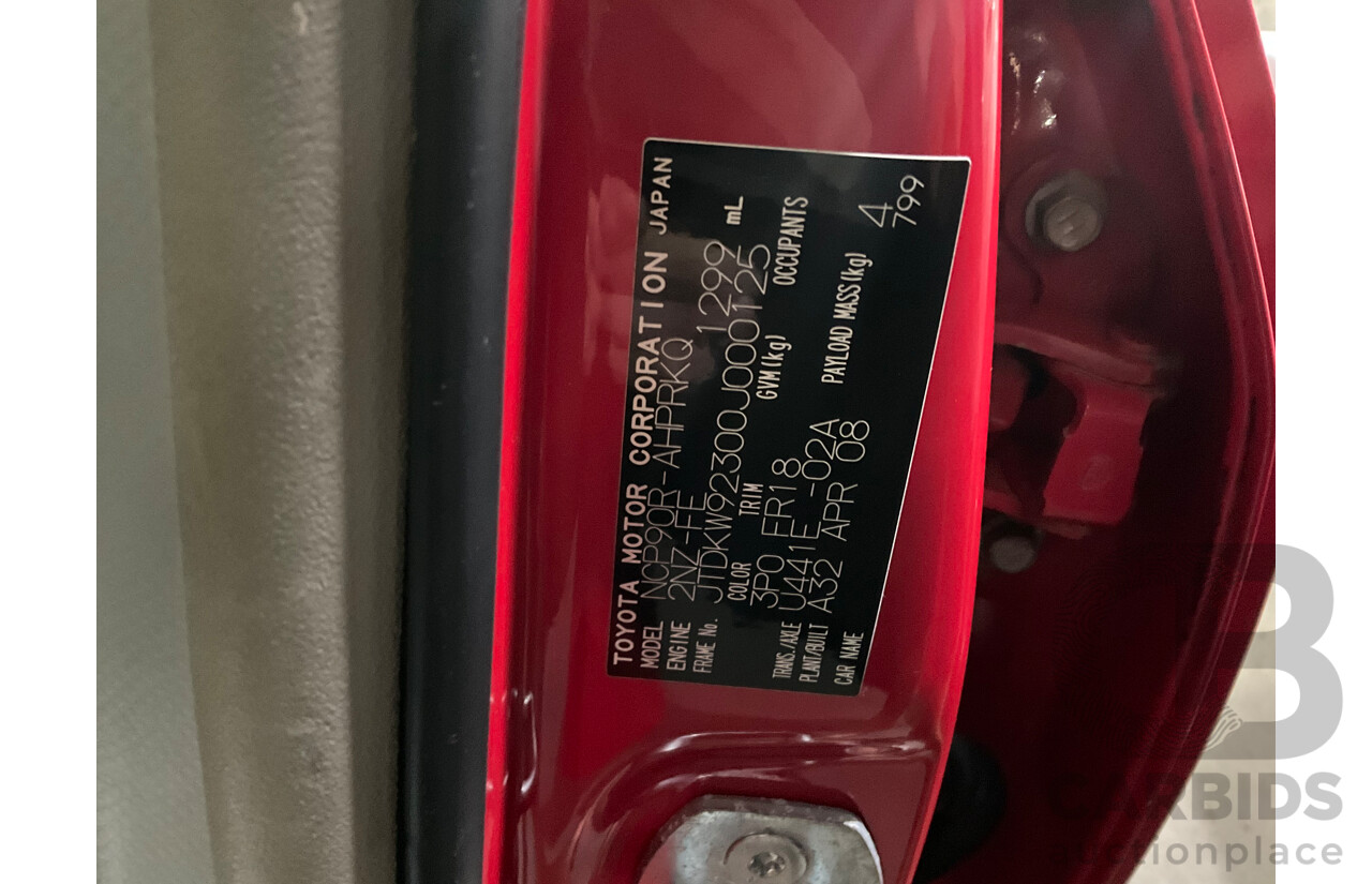 4/2008 Toyota Yaris Rush NCP90R 5d Hatchback Red 1.3L