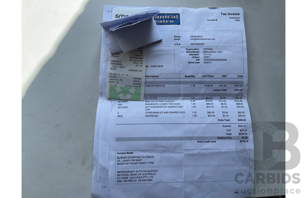 9/2011 Mercedes-Benz C250 CDI Elegance BE W204 MY11 4d Sedan Beige 2.1L