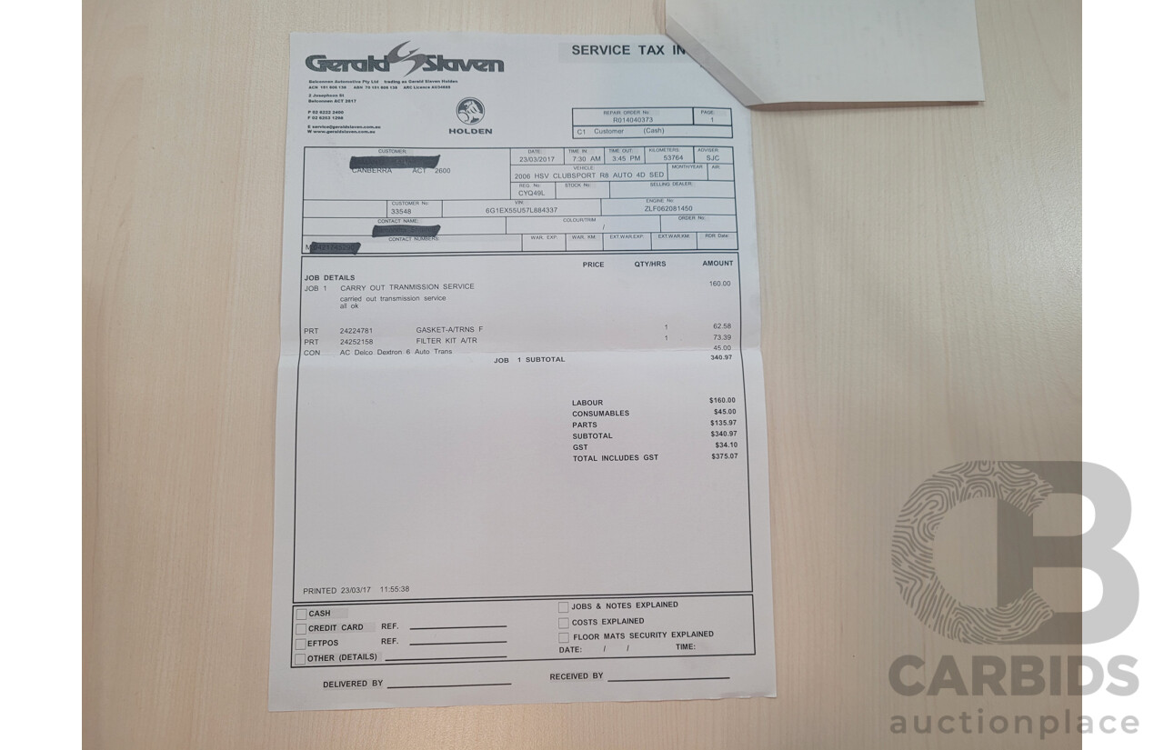 10/2006 Holden HSV Clubsport R8 E SERIES 4d Sedan Silver V8 6.0L