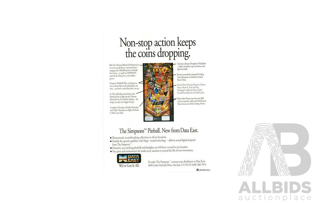 The SIMPSONS (Data East) Pinball Machine