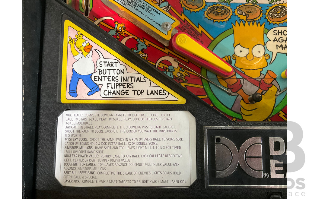 The SIMPSONS (Data East) Pinball Machine