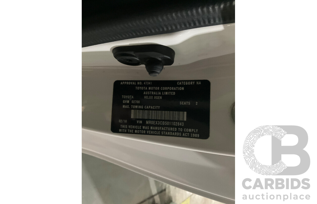 2/2016 Toyota Hilux Workmate TGN121R MY16 2d C/Chas White 2.7L