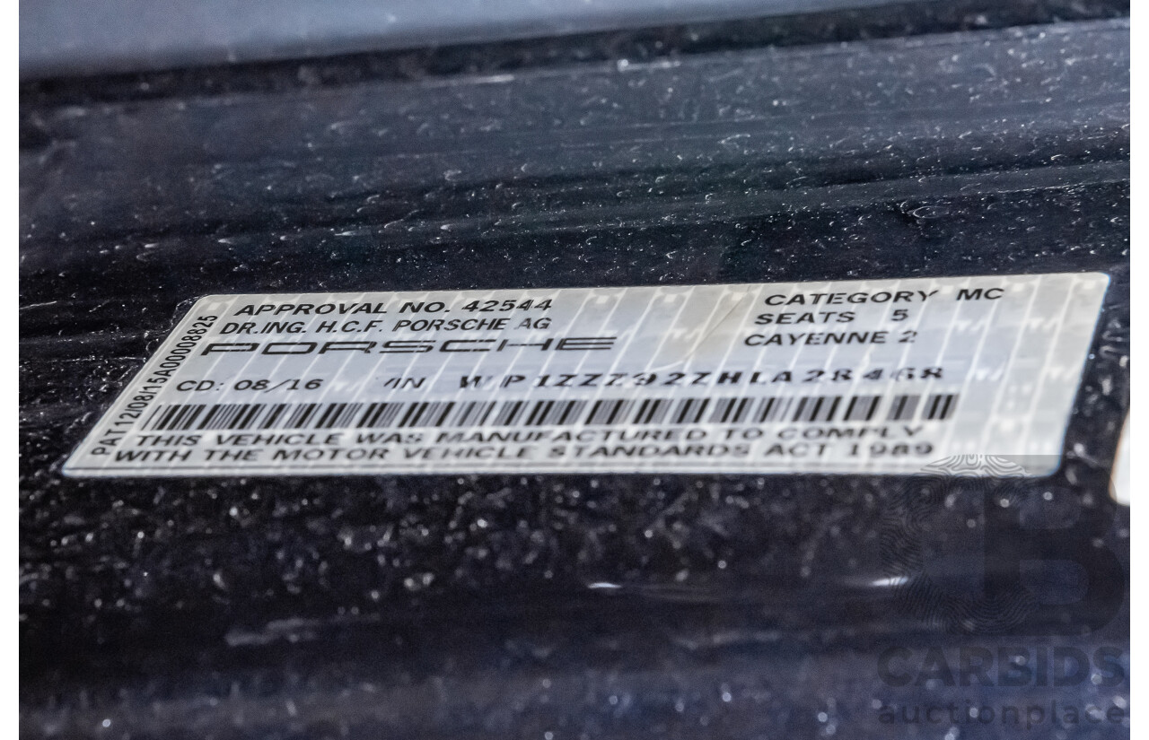 8/2016 Porsche Cayenne Diesel Platinum Edition Series 2 (AWD) 4d Wagon Metallic Black Turbo Diesel V6 3.0L