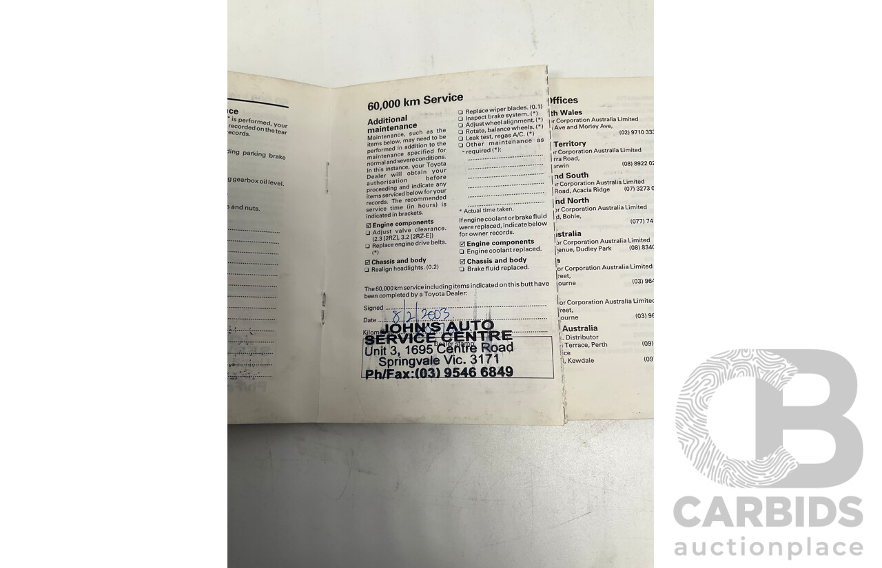 10/1997 Toyota Hiace Commuter RZH125 Bus White 2.4L - 11 Seater Bus